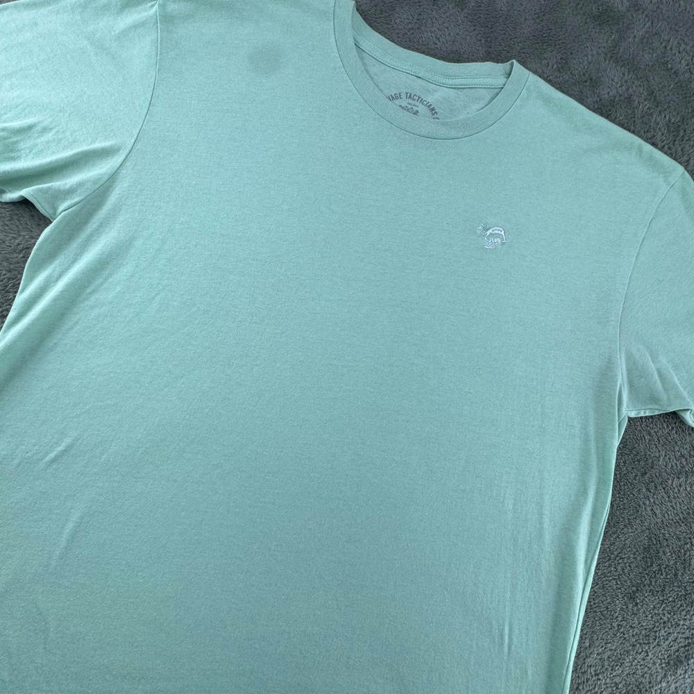Savage Tacticians T-Shirt Mensโ XL Mint Green Good Embroidered Skull Logo Tee